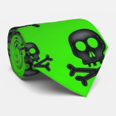 Grüne schwarze Schädel verblassen Krawatte (Gerollt)