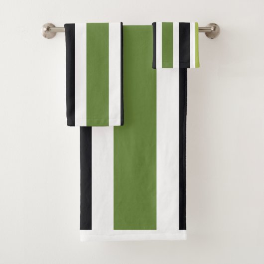 Grüne schwarze Streifen Badhandtuch Set (Insitu)