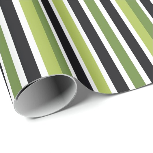 Grüne schwarze Streifen Geschenkpapier (Rolleneckpunkt)