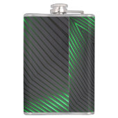 Grüne schwarze Streifen Techno Abstrakt mit Initia Flachmann (Rückseite)