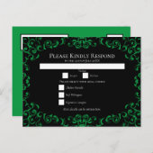 Grüne Schwarze Swirl-Hochzeit Feiertagspostkarte (Vorne/Hinten)