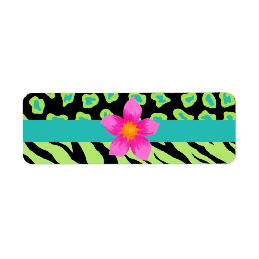 Grüne, schwarze und Aquamarine Zebra & Gepard Rosa (Vorne)