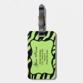 Grüne, schwarze und Aquamarine Zebra & Gepard Rosa Gepäckanhänger (Rückseite vertikal)