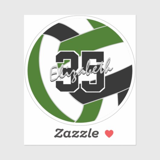 grüne schwarze Volleyballmannschaft - Farben Aufkleber (Blatt)