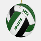 Grüne schwarze Volleyballmannschaft - personalisie Keramik Ornament (Links)