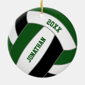 Grüne schwarze Volleyballmannschaft - personalisie Keramik Ornament (Hinten)