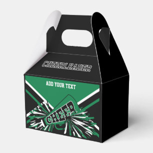 Grüne, schwarze, weiße Cheerleaderin  Geschenkschachtel