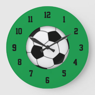 Grüne, Schwarzweiss-Fußball-Uhr Große Wanduhr