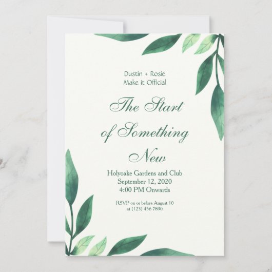 Grüne Script-Blätter Einladung (Vorderseite)