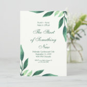 Grüne Script-Blätter Einladung (Stehend Vorderseite)