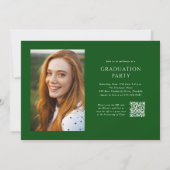 Grüne Script QR Code 3 Foto Graduation Party Einladung (Rückseite)