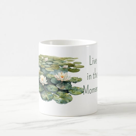 Grüne Seerosen Lotus Blumen Kaffeetasse (Mittel)