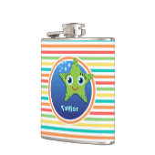 Grüne Seesterne; helle Regenbogenstreifen Flachmann (Links)