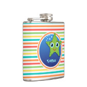 Grüne Seesterne; helle Regenbogenstreifen Flachmann (Rechts)