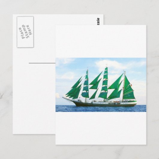 Grüne Segel Postkarte (Vorne/Hinten)