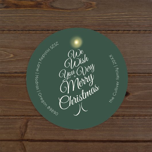Grüne, sehr frohe Weihnachtsbaum-Umschlag Aufklebe Runder Aufkleber