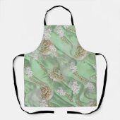 Grüne Seide & Elfenbeinmeisterpearls - Alles-über- Schürze (Vorderseite)