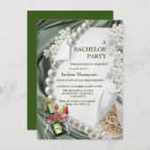 Grüne Seide & Elfenbeinperlen Bachelor Party (Vorne/Hinten)