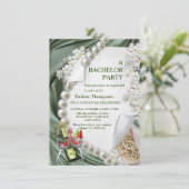 Grüne Seide & Elfenbeinperlen Bachelor Party (Stehend Vorderseite)