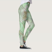 Grüne Seide und Elfenbein-Perlen Leggings (Rechts)