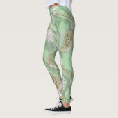 Grüne Seide und Elfenbein-Perlen Leggings (Links)