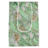 Grüne Seide und Elfenbein-Perlen Mittlere Geschenktüte (Rückseite)