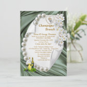 Grüne Seide und Elfenbeinbirne Polterabend Einladu Einladung (Stehend Vorderseite)