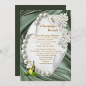 Grüne Seide und Elfenbeinbirne Polterabend Einladu Einladung (Vorne/Hinten)