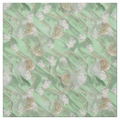 Grüne Seide und Elfenbeinsekt Perlen Stoff (Muster)