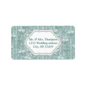 Grüne Seidendraht und Flamingos-Blume Adressaufkleber (Vorne)