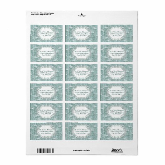 Grüne Seidendraht und Flamingos-Blume Adressaufkleber (Vorne)