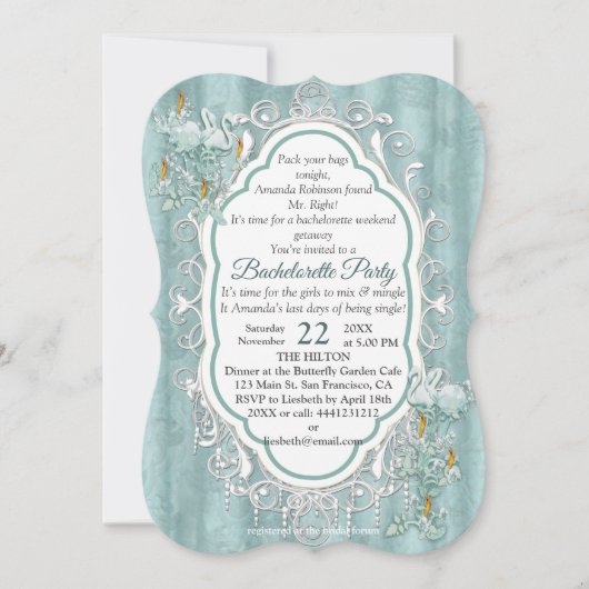 Grüne Seidendraht und Flamingos-Blume Einladung (Vorderseite)