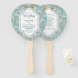 Grüne Seidendraht und Flamingos-Blume Fächer