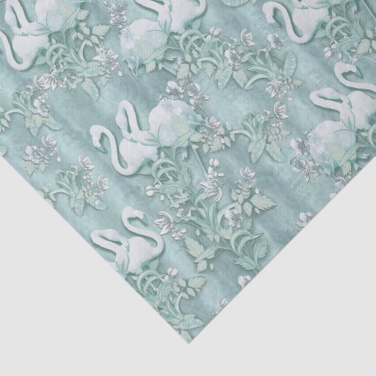 Grüne Seidendraht und Flamingos-Blume Seidenpapier (Ausschnitt)