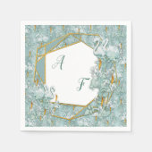 Grüne Seidendraht und Flamingos-Blume Serviette (Vorderseite)