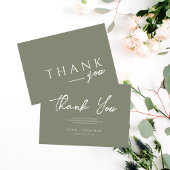 Grüne Seite Minimalistisch Elegante Hochzeit Dankeskarte