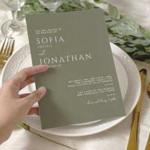 Grüne Seite Minimalistisch Elegante Hochzeit Einladung