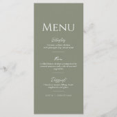 Grüne Seite Minimalistisch Elegante Hochzeit Menükarte (Vorderseite)