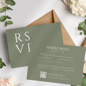 Grüne Seite Minimalistisch Elegante Hochzeit RSVP Karte