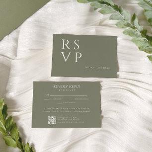 Grüne Seite Minimalistisch Elegante Hochzeit RSVP Karte