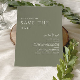 Grüne Seite Minimalistisch Elegante Hochzeit Save The Date