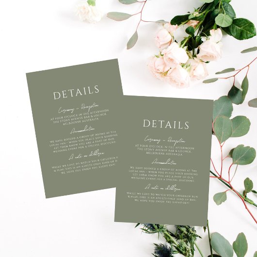 Grüne Seite Minimalistisch Elegante Hochzeiten Det Begleitkarte