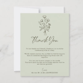 Grüne Seite Soft Bouquet Fall Boho Botanische Dankeskarte