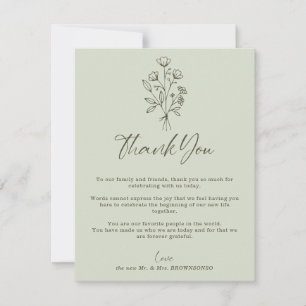 Grüne Seite Soft Bouquet Fall Boho Botanische Dankeskarte