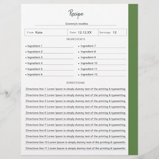 Grüne Seiten für rezeptgebundene Rezepte im Buchst (Rückseite)
