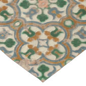 Grüne Senfblumen-Azulejos Geometrisches Muster Tischdecke (Schrägansicht)