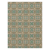 Grüne Senfblumen-Azulejos Geometrisches Muster Tischdecke (Vorderseite)