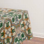Grüne Senfblumen-Azulejos Geometrisches Muster Tischdecke (Beispiel)