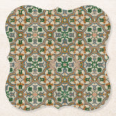 Grüne Senfblumen-Azulejos Geometrisches Muster Untersetzer (Vorderseite)