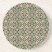 Grüne Senfspanische florale geometrische Azulejos Getränkeuntersetzer (Vorne)